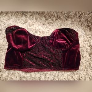 Maroon velvet corset top